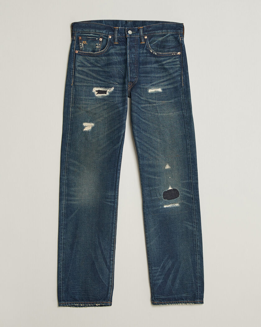 RRL Straight Leg Selvedge Jeans Hawley Wash – Blau