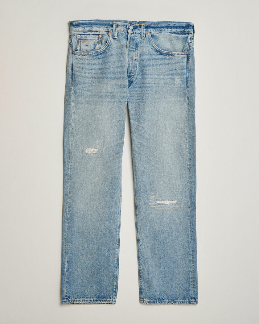 RRL Vintage Fit Distressed Jeans Bridgeview Wash – Blau