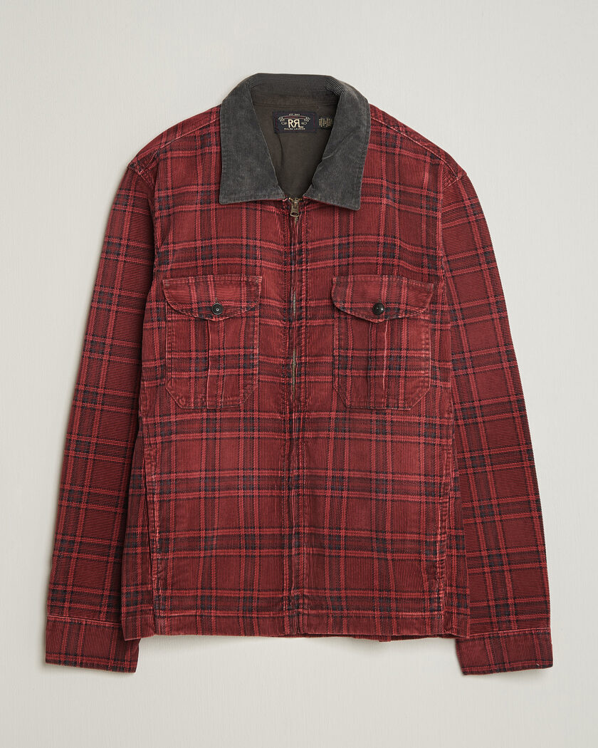 RRL Corduroy Zip Shirt Jacket Red/Black – Rot