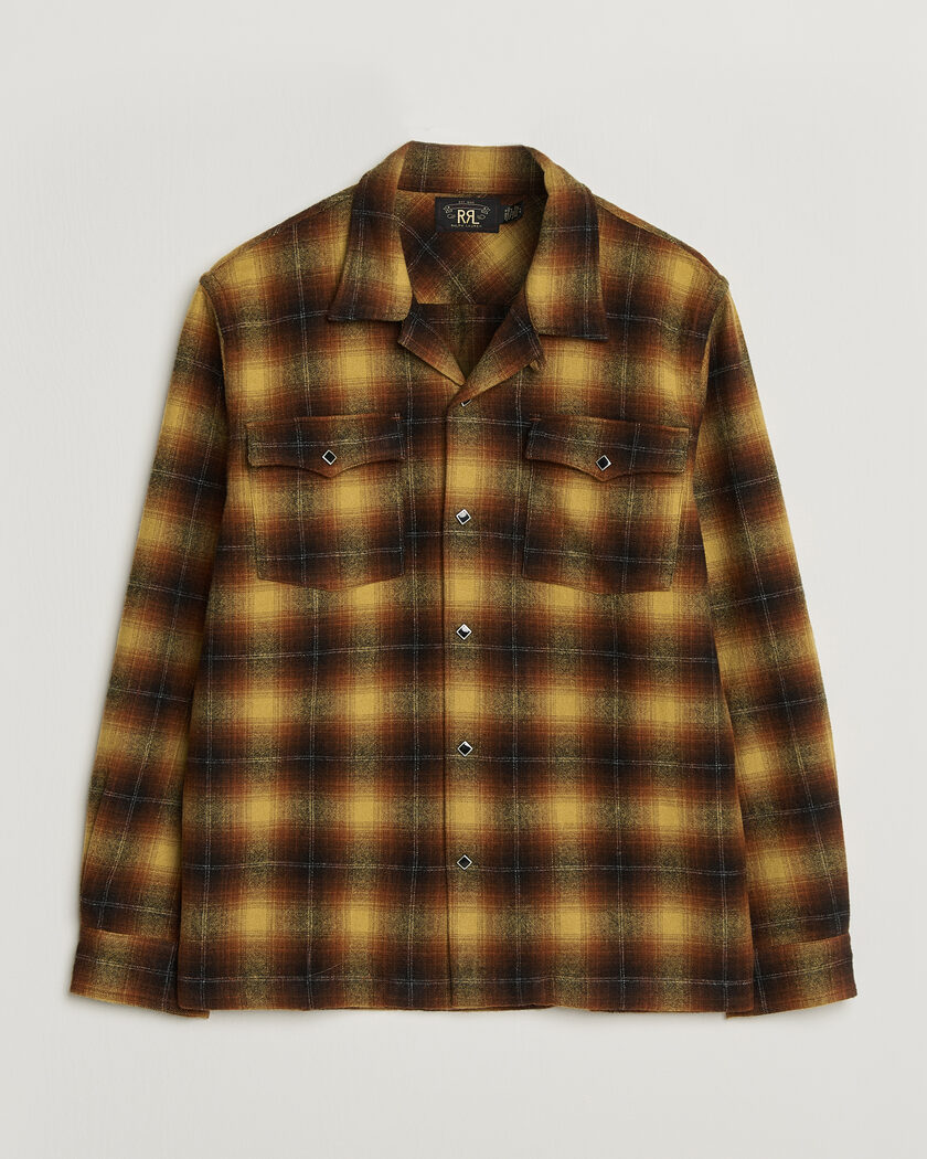 RRL Jesse Plaid Camp Shirt Orange/Yellow – Orange