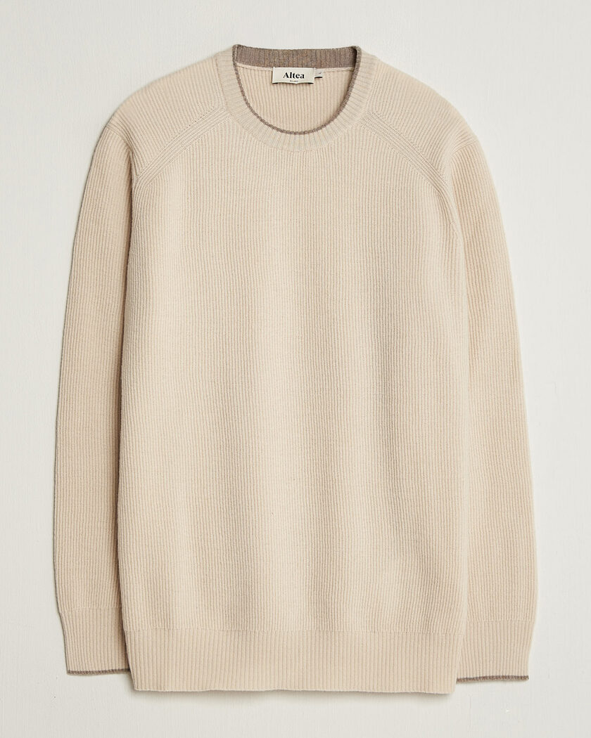 Altea Rib Wool Raglan Sweater Cream – Weiß