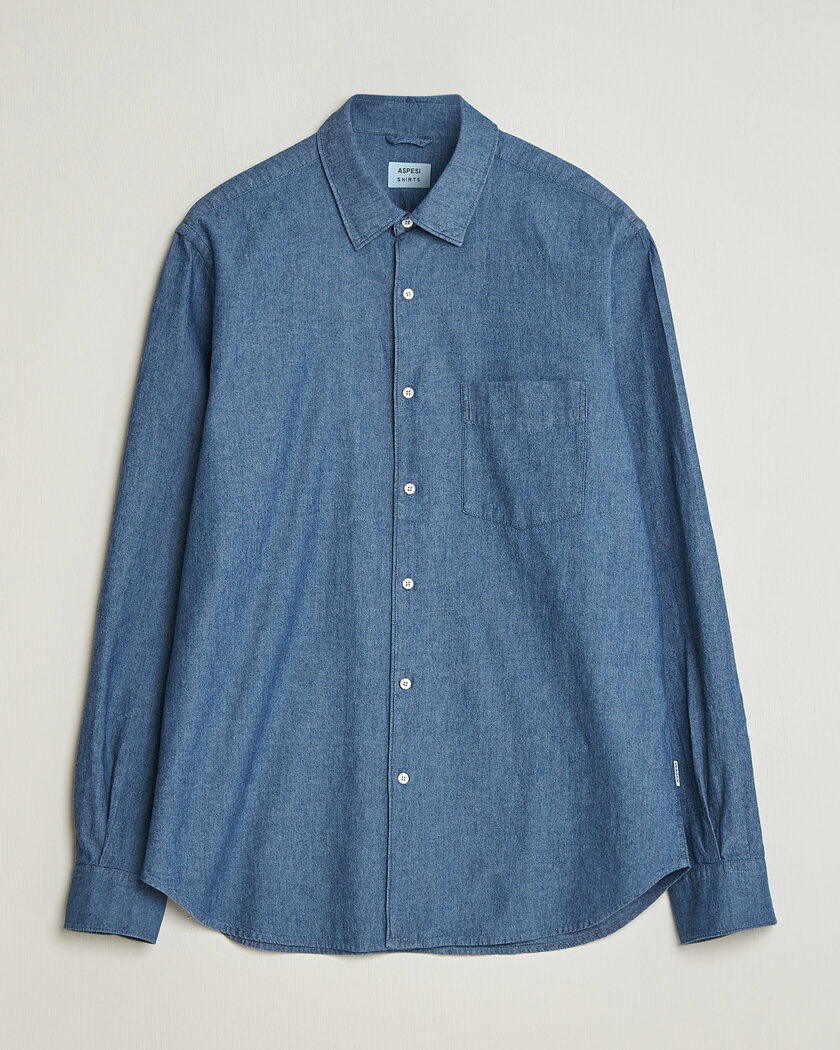 Aspesi Chambray Shirt Blue Denim – Blau