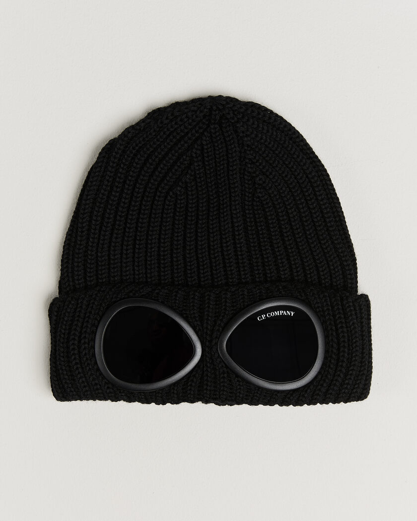 C.P. Company Knitted Merino Goggle Beanie Black – Schwarz