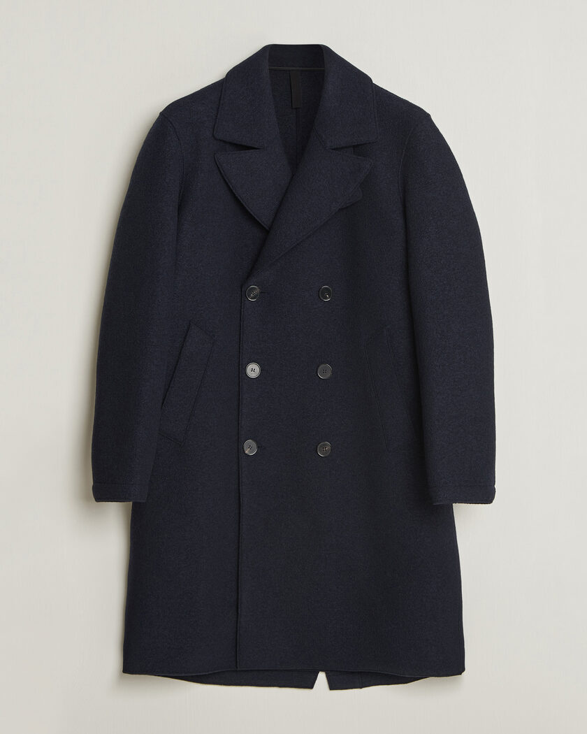 Harris Wharf London Pressed Wool Long Peacoat Navy Blue – Blau