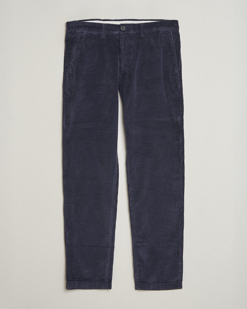 KnowledgeCotton Apparel Chuck Regular Cord Trousers Night Sky – Blau