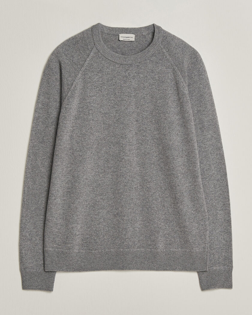 Morgano Wool/Cashmere Raglan Crew Grey – Grau