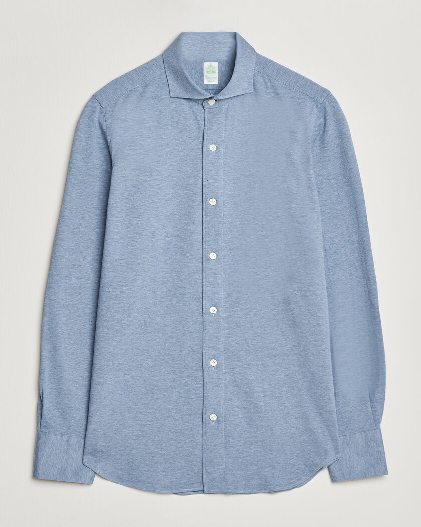 Finamore Napoli Cotton/Cashmere Jersey Shirt Light Blue – Blau