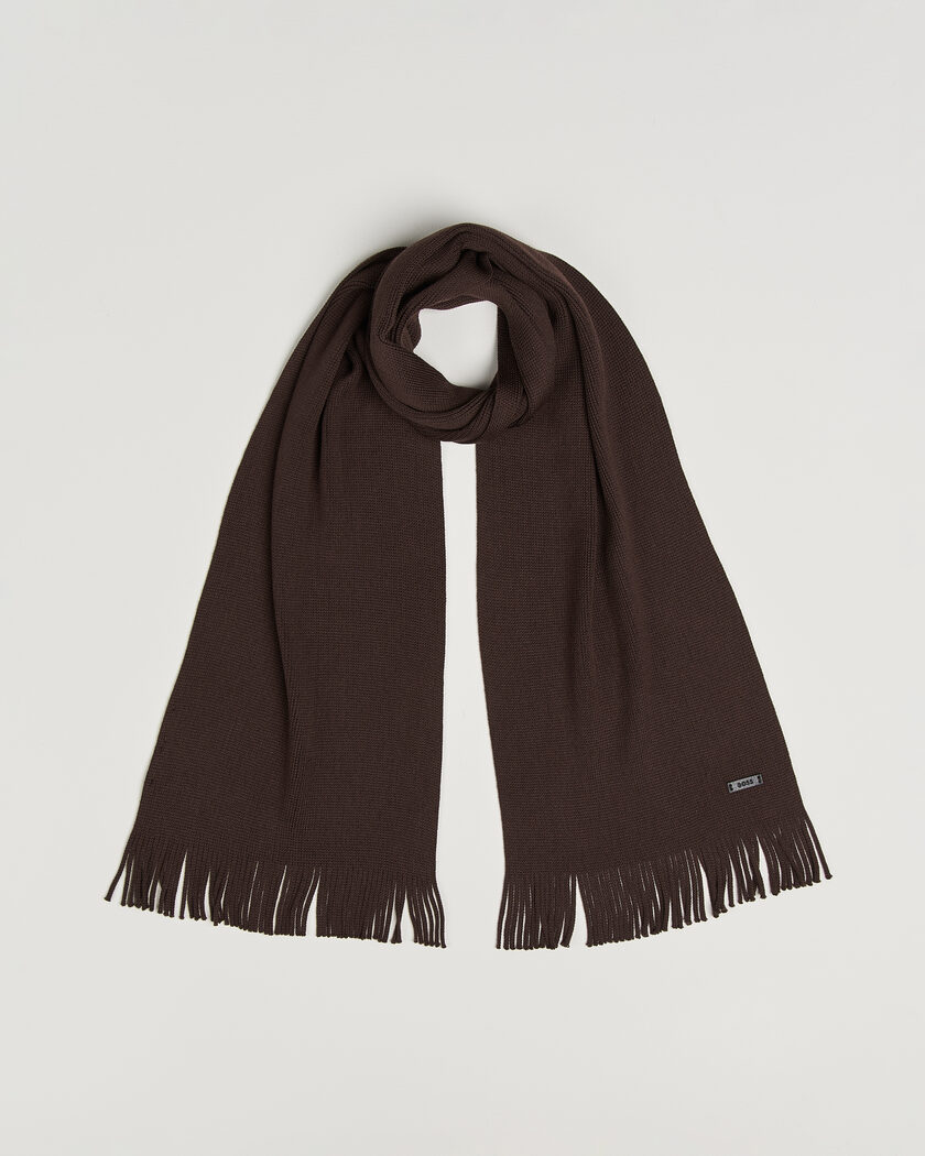 BOSS BLACK Albas Wool Scarf Dark Brown – Braun