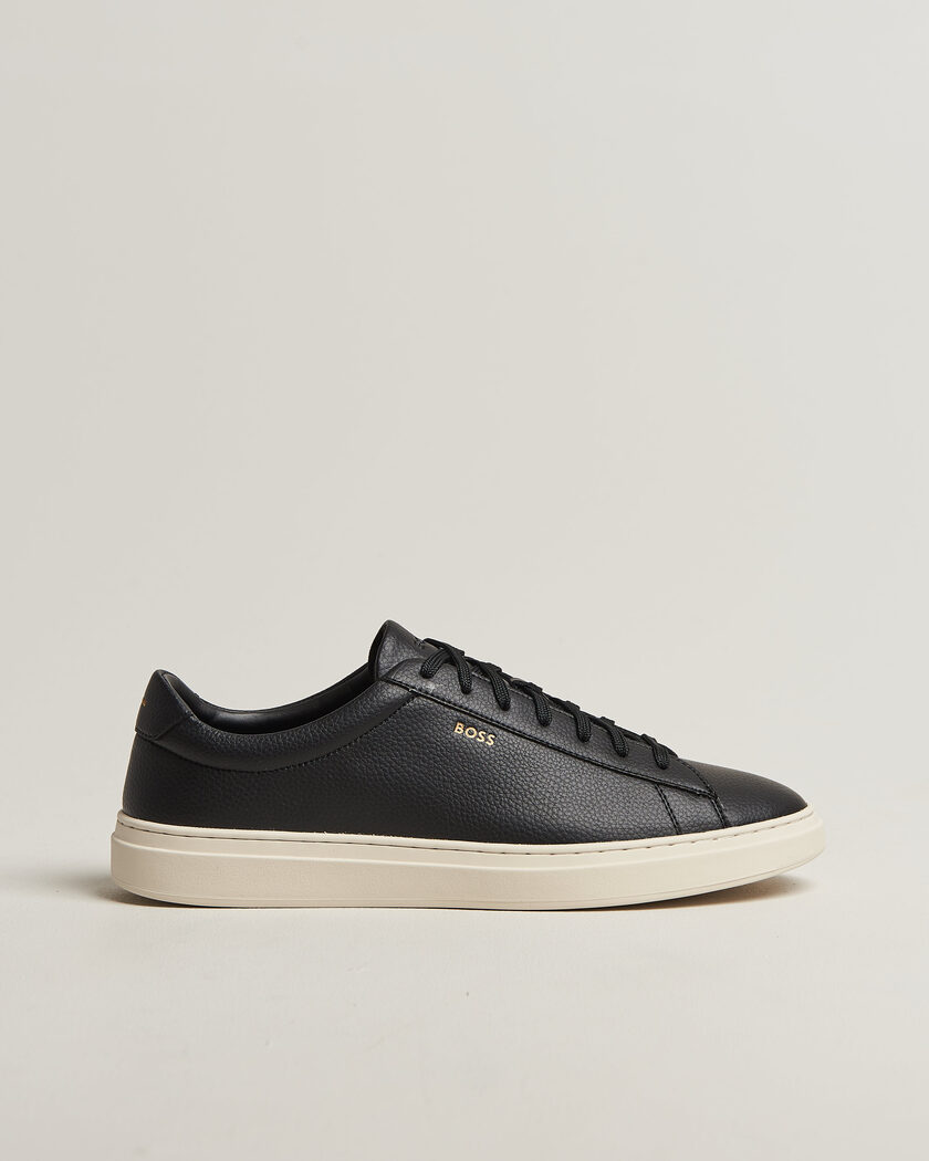 BOSS BLACK Kieran Grained Leather Sneaker Black – Schwarz