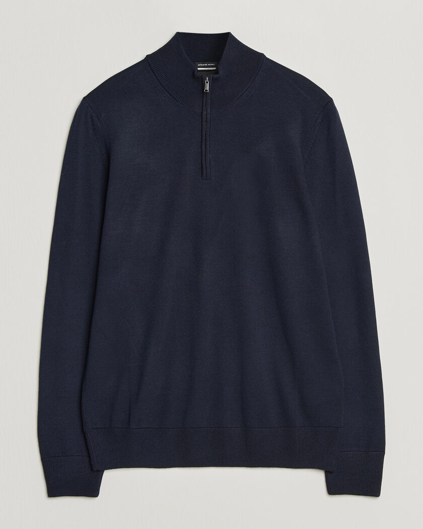 BOSS BLACK Ebenji Merino Knitted Half Zip Dark Blue – Blau
