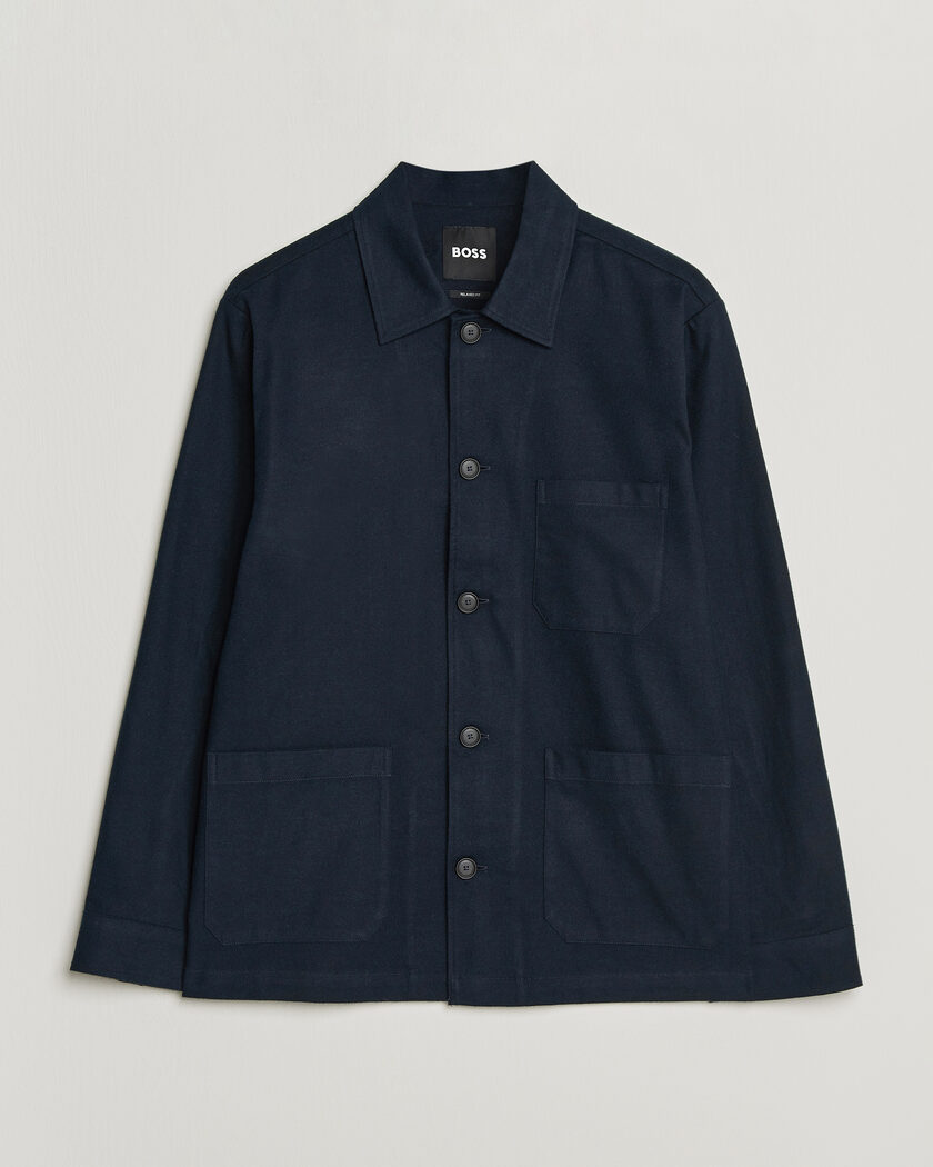 BOSS BLACK Cai Cotton Overshirt Dark Blue – Blau