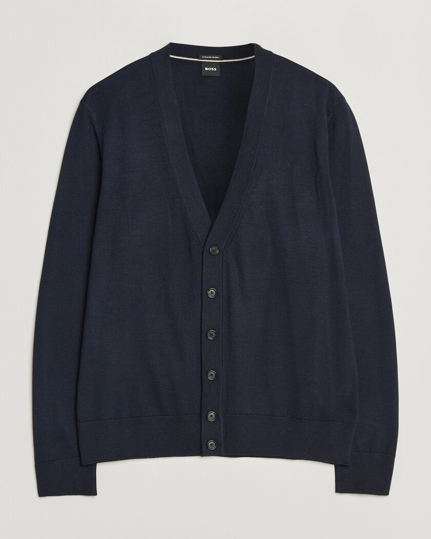BOSS BLACK Mardon Wool Cardigan Dark Blue – Blau