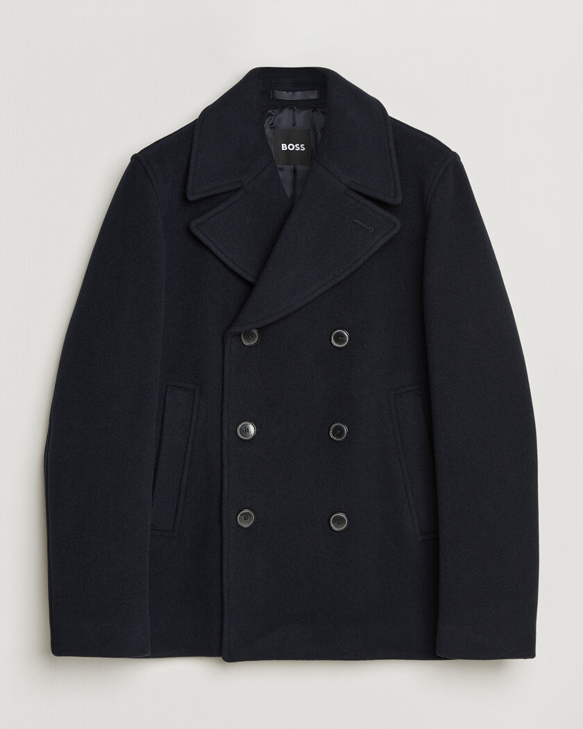 BOSS BLACK Hyde Wool Peacoat Dark Blue – Blau
