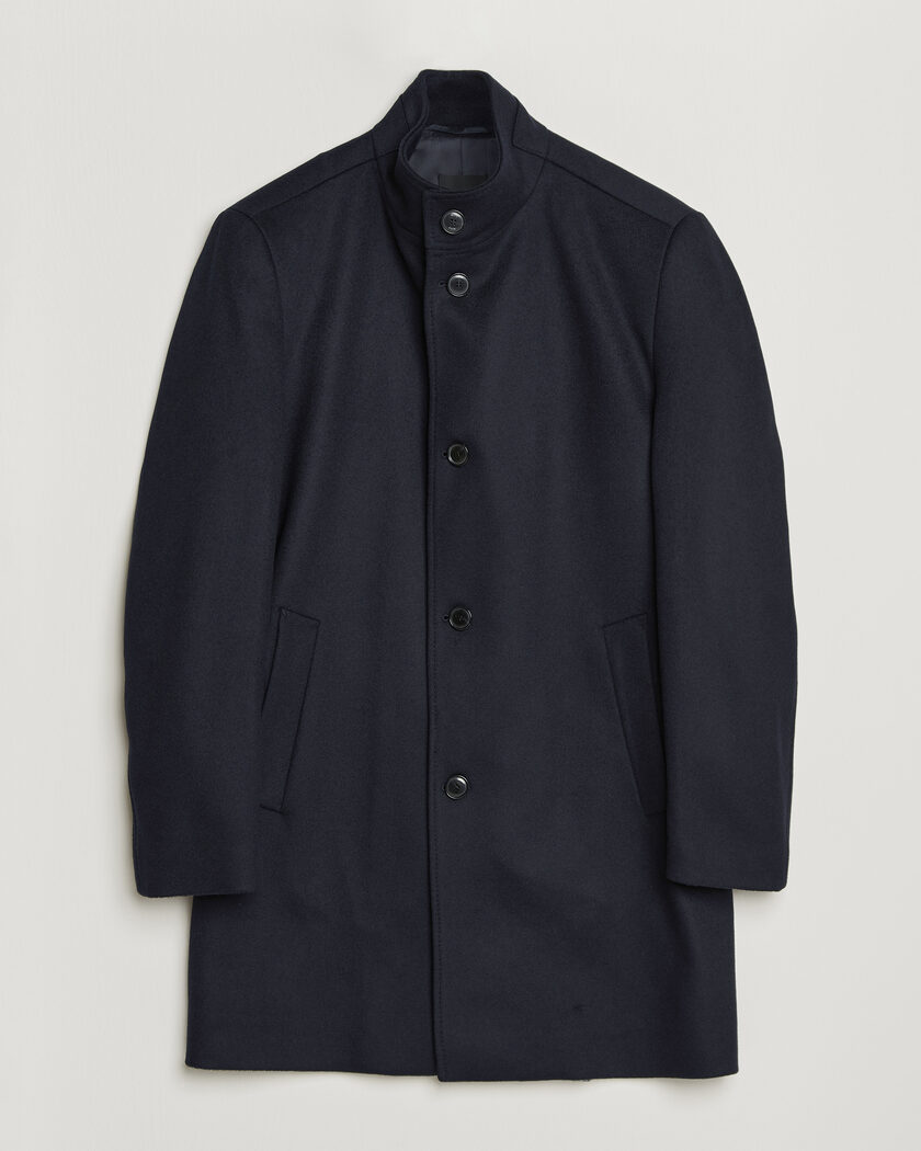 BOSS BLACK Hyde Wool Stand Up Collar Coat Dark Blue – Blau