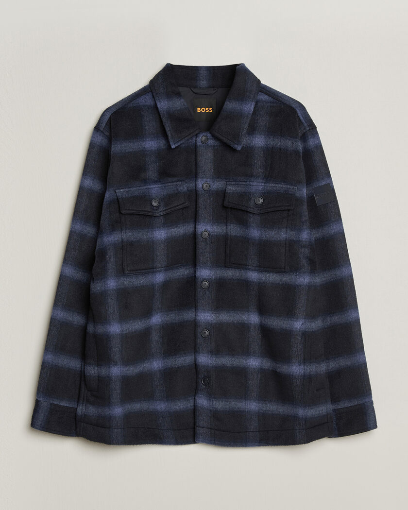 BOSS ORANGE Losky Flannel Checked Overshirt Dark Blue – Blau