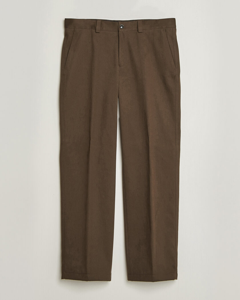BOSS CAMEL Pave Brushed Cotton Pleated Trousers Open Green – Grün