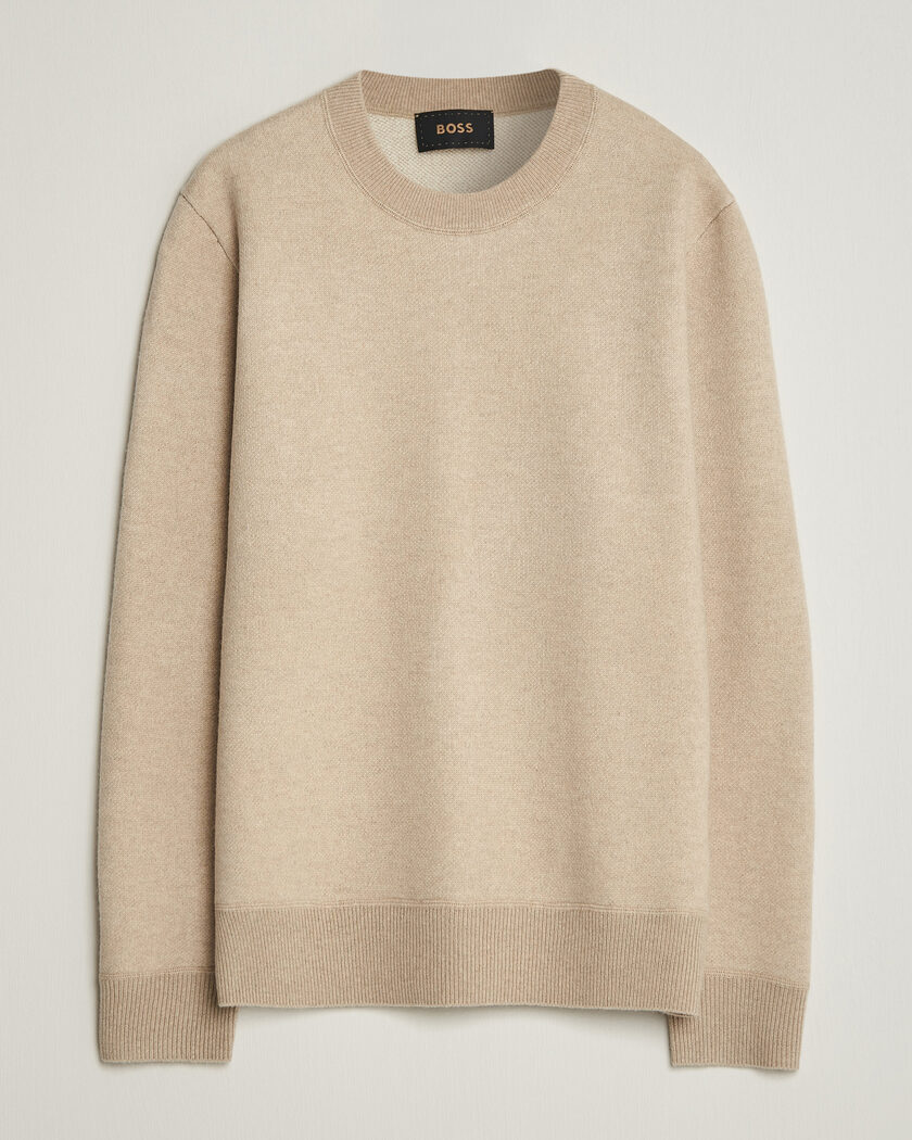 BOSS CAMEL Farrison Wool Knitted Sweater Light Beige – Beige
