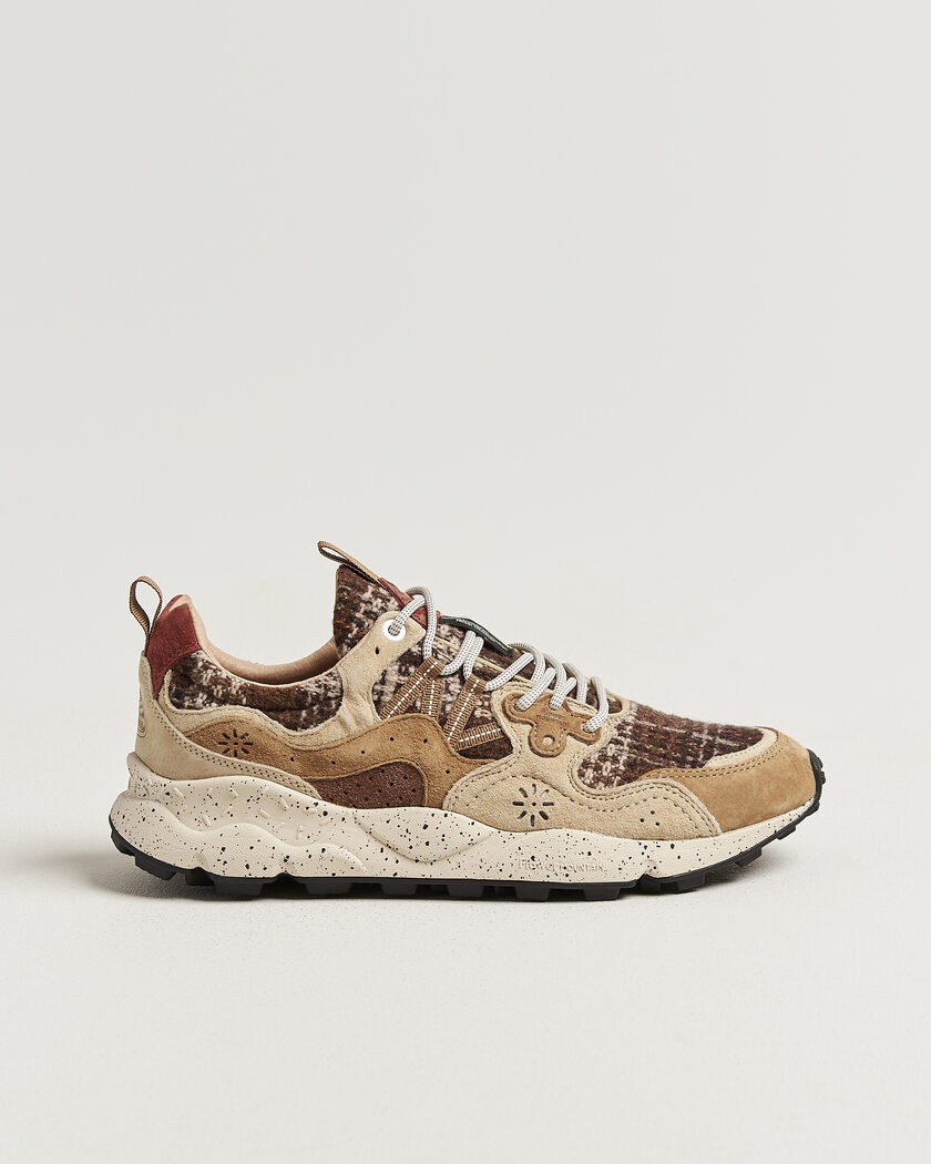 Flower Mountain Yamano 3 Suede/Wool Check Sneaker Brown – Braun