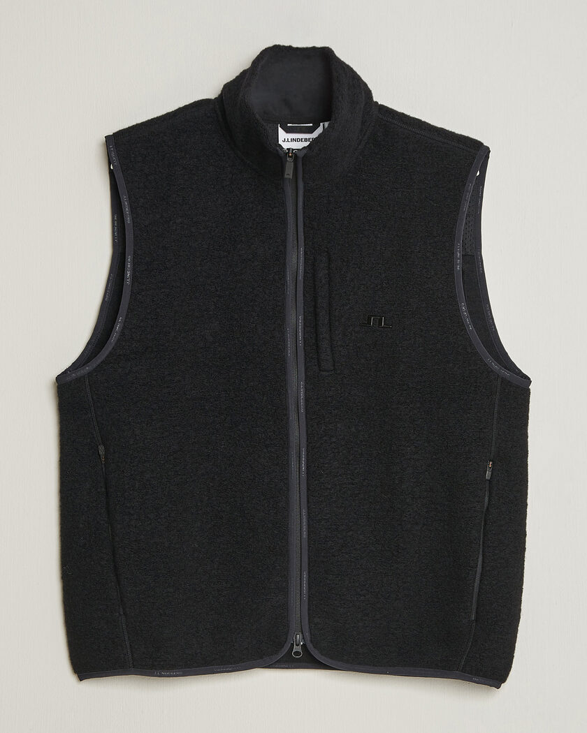 J.Lindeberg Duncan Wool Fleece Vest Black – Schwarz