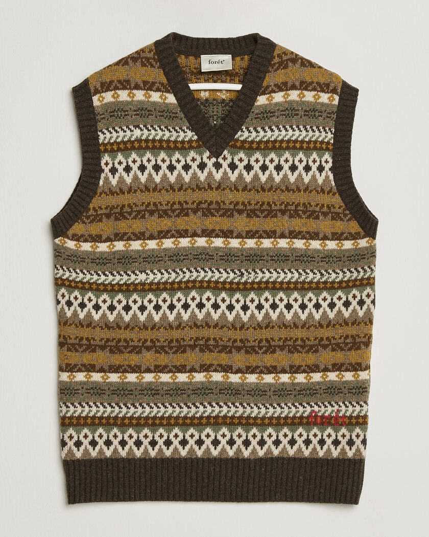 Forét Fairisle Lambswool Vest Thyme – Braun