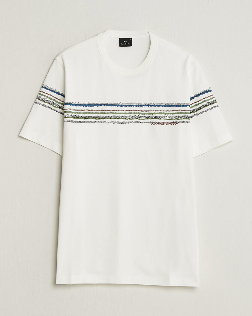 PS Paul Smith Stripes Crew Neck T-Shirt White – Weiß