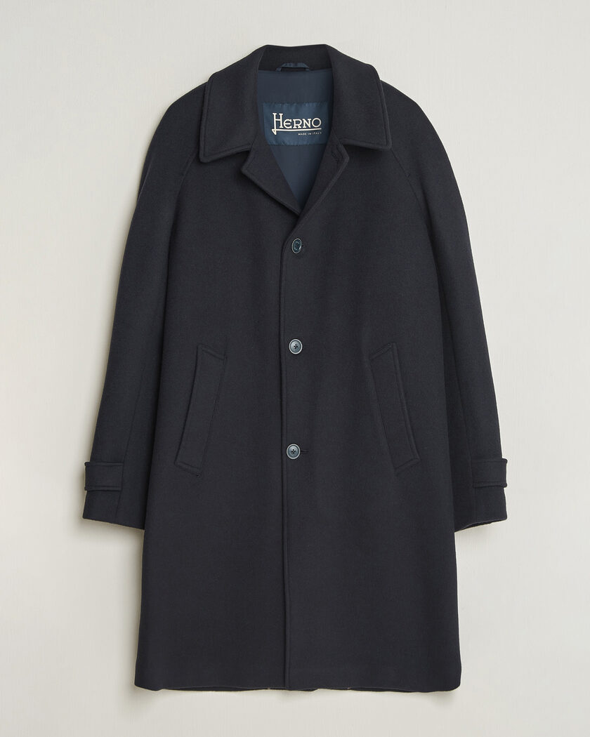 Herno Raglan Wool Coat Navy – Blau