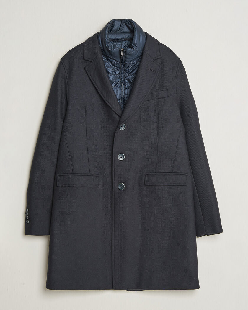Herno Wool Zip Coat Navy – Blau