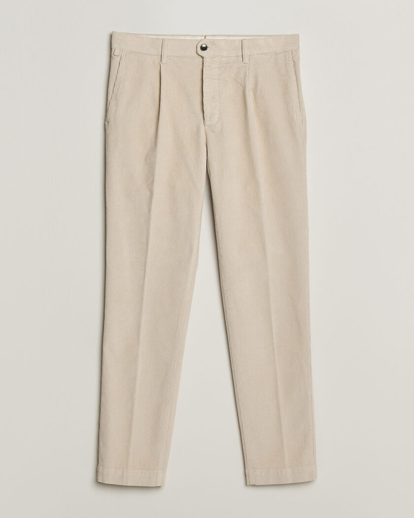 Incotex Regular Fit Washed Corduroy Slacks Off White – Weiß