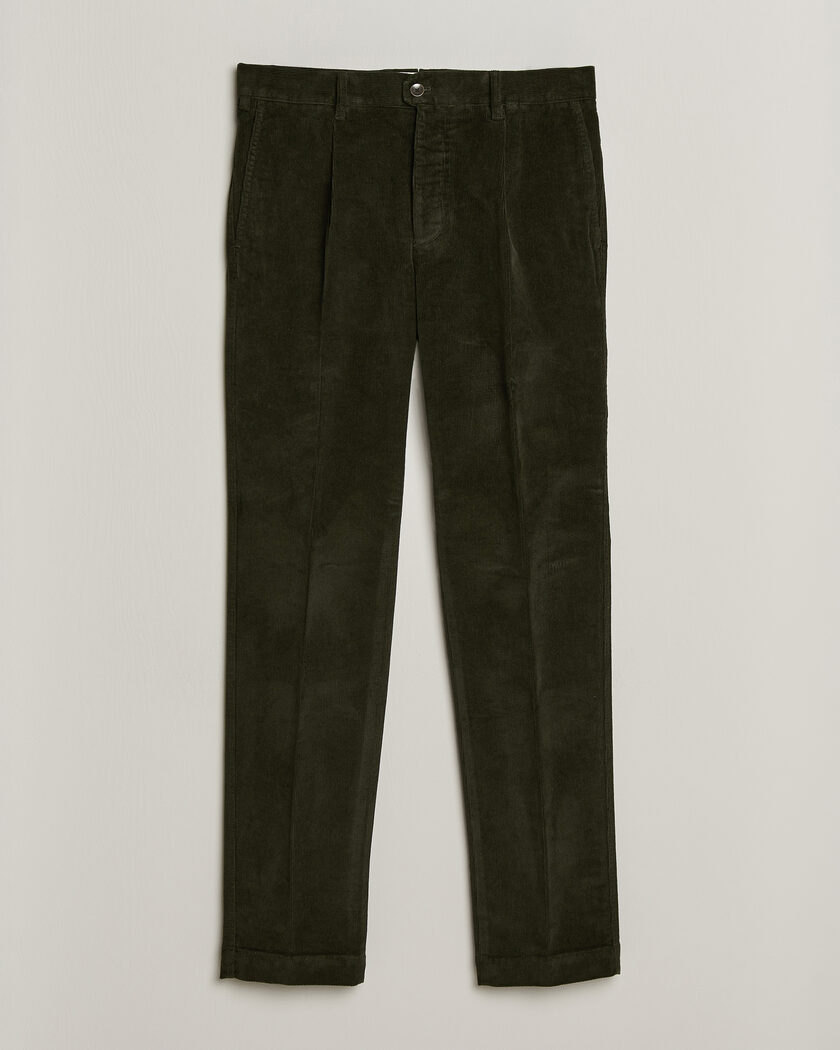 Incotex Regular Fit Washed Corduroy Slacks Forest Green – Grün