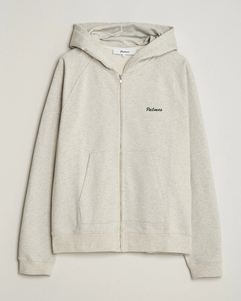 Palmes Logo Zip Hoodie Grey Melange – Grau