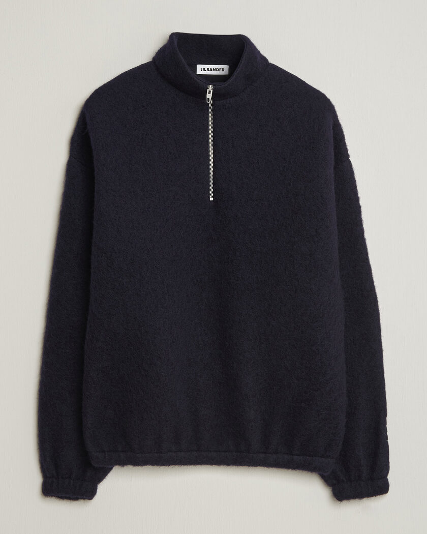 Jil Sander Half Zip Fleece Sweater Navy – Blau