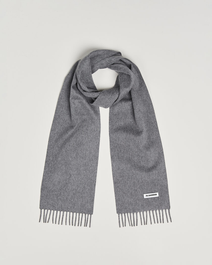 Jil Sander Plain Logo Scarf Grey Melange – Grau