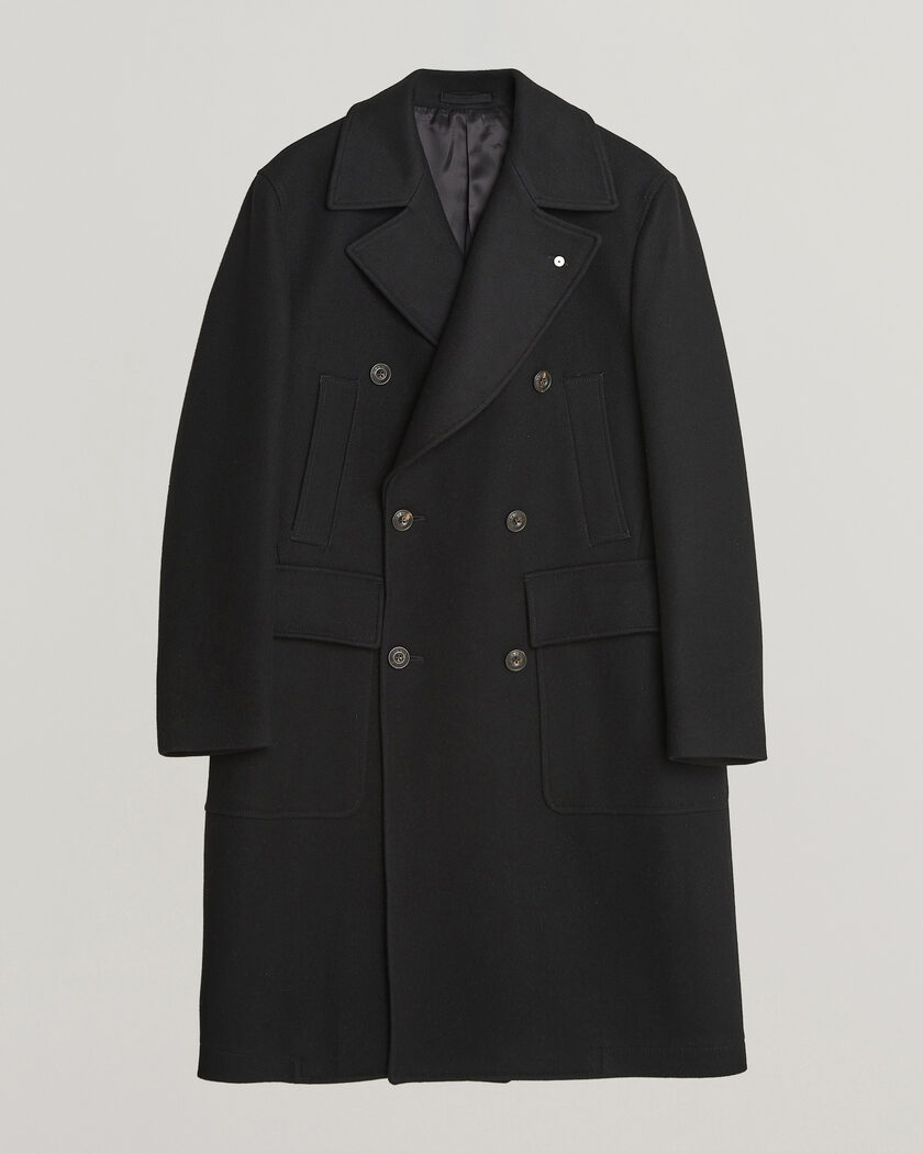 L.B.M. 1911 Double Breasted Wool/Cashmere Coat Black – Schwarz
