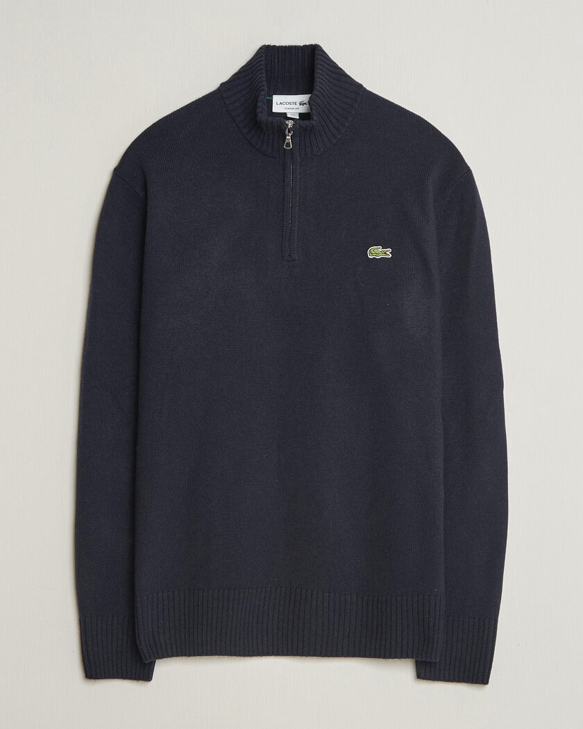 Lacoste Carded Wool Half Zip Navy Blue – Blau