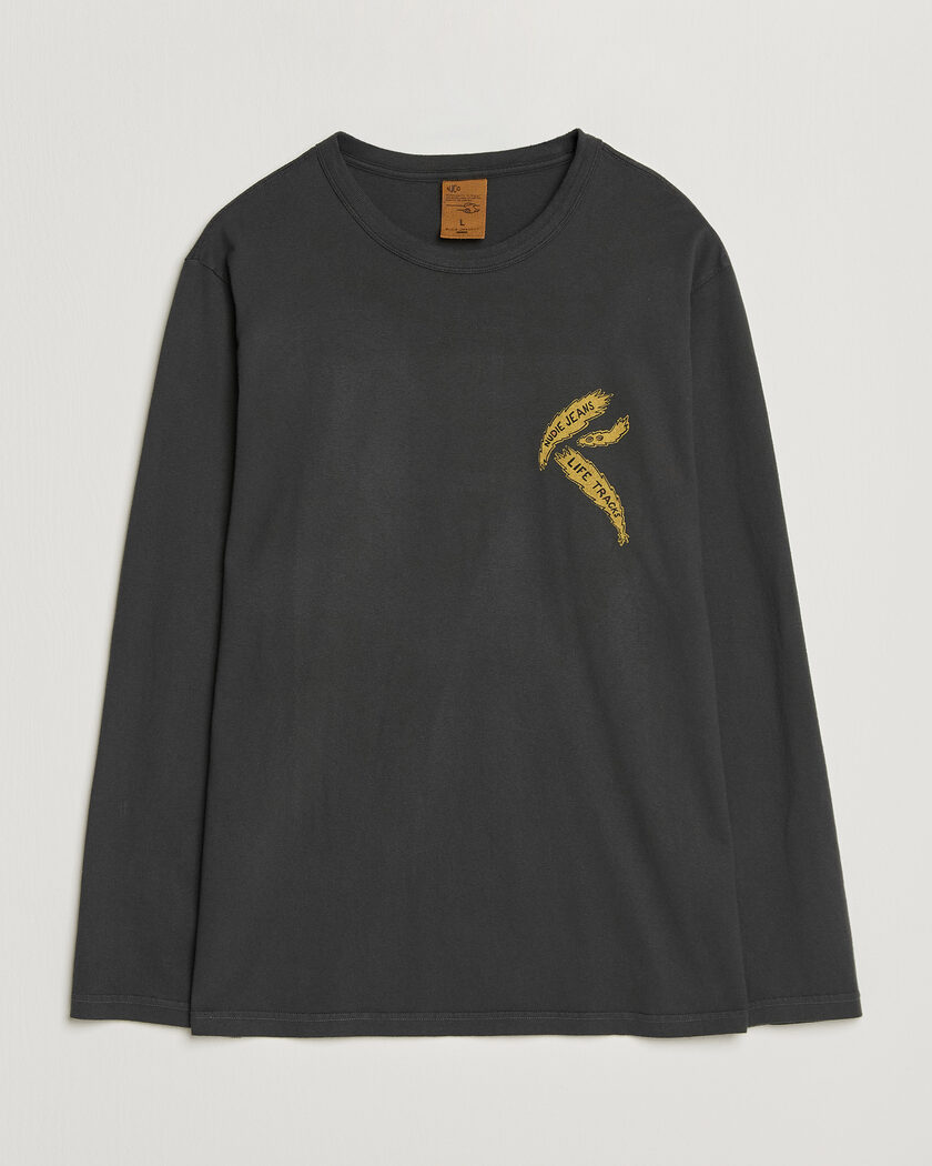 Nudie Jeans Rudi Life Tracks II Long Sleeved T-Shirt Antracite – Grau