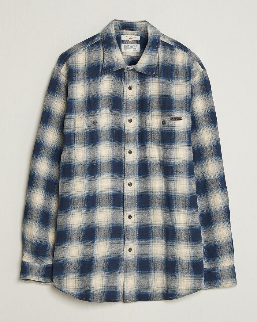Nudie Jeans Julian Worker Checked Shirt Blue – Blau
