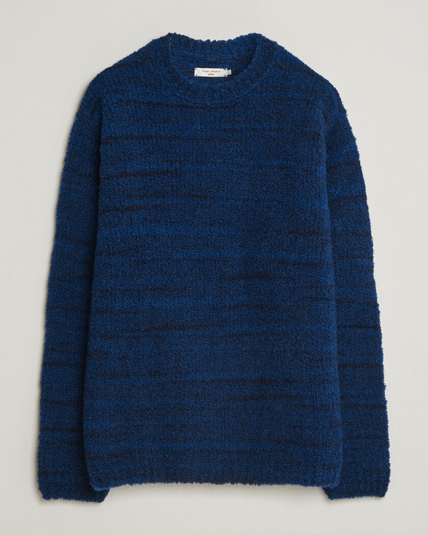 Nudie Jeans Gurra Bouclé Knitted Sweater Blue Multi – Blau