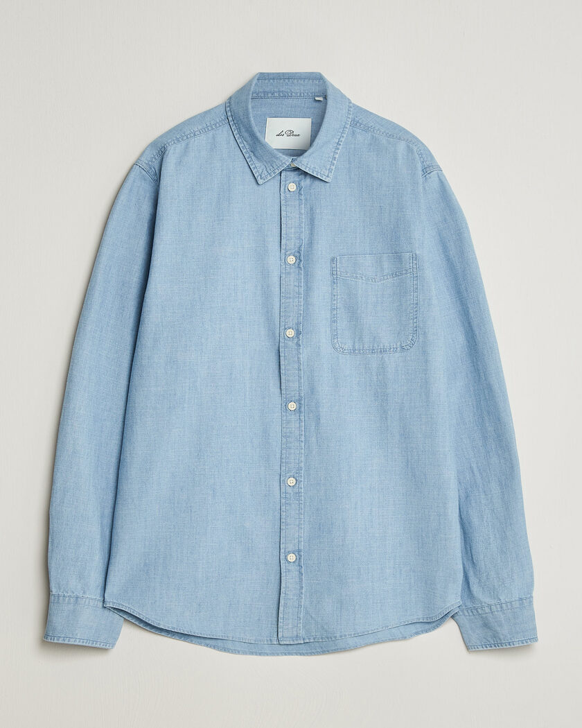 LES DEUX Chambray Shirt Light Blue Wash – Blau