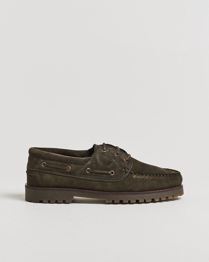 LES DEUX Suede Boatshoe Rosin Green – Grün