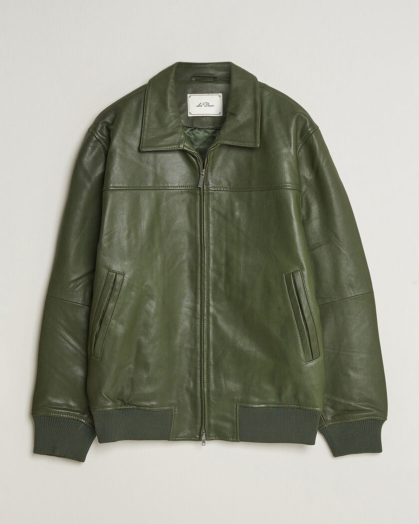 LES DEUX Leather Varsity Jacket Rifle Green – Grün