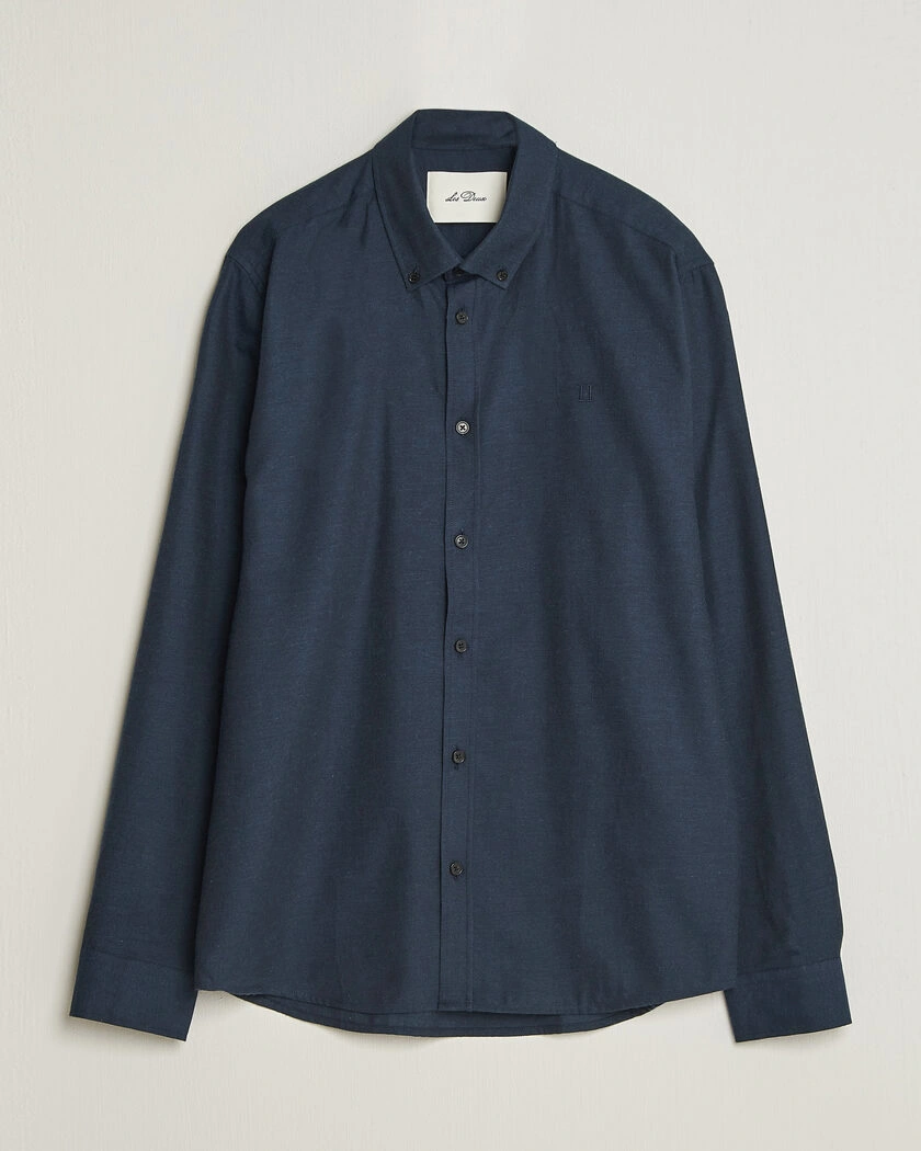 LES DEUX Soft Flannel Shirt Dark Navy – Blau
