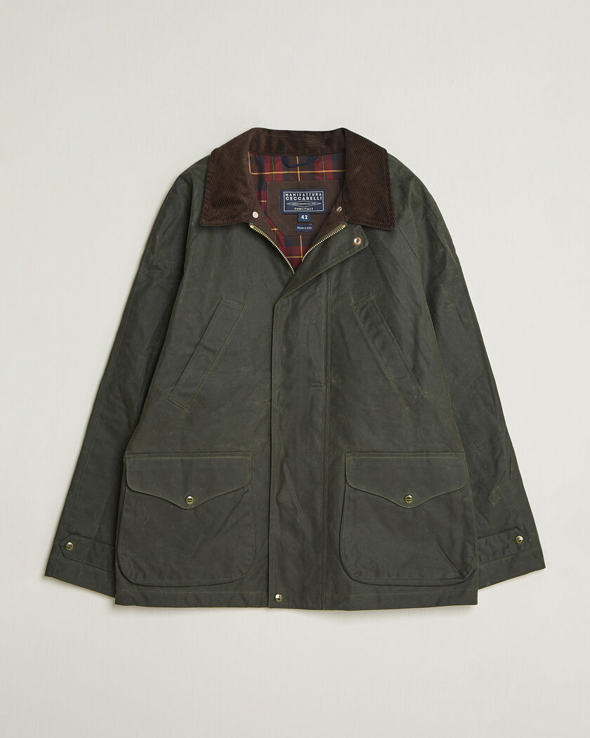 Manifattura Ceccarelli Rain Caban Wax Cloth Dark Green – Grün