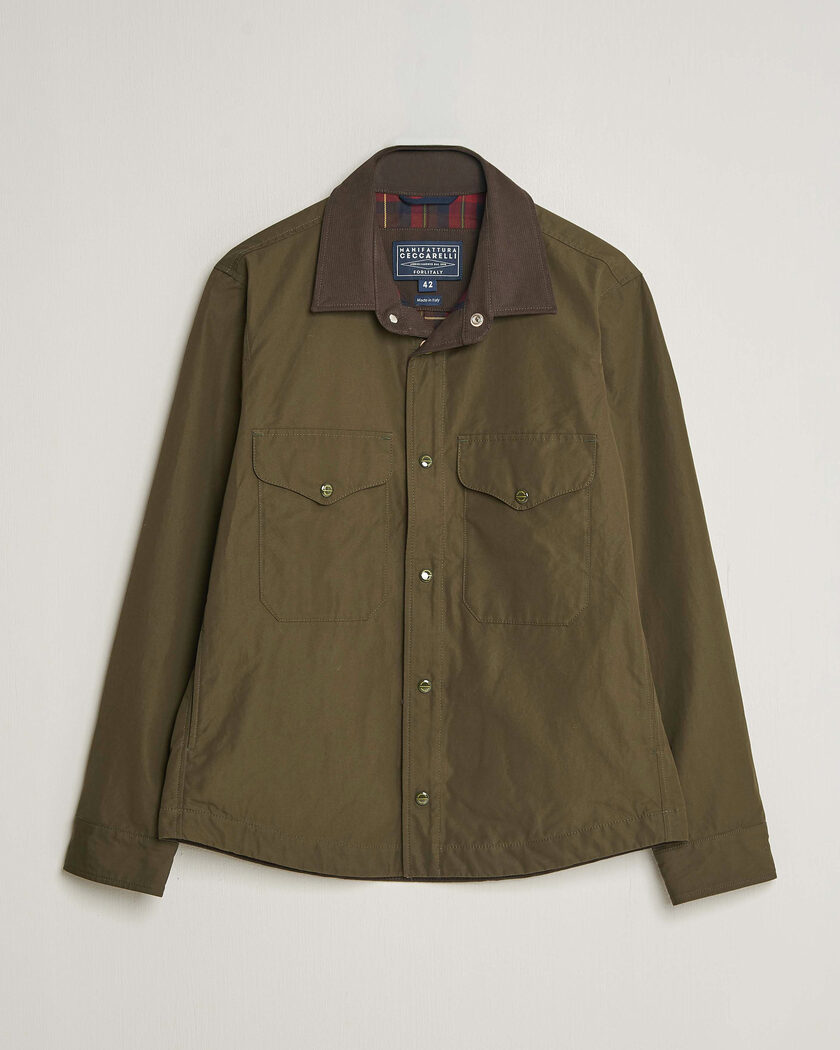 Manifattura Ceccarelli Double Pocket Shirt Jacket Military Green – Grün