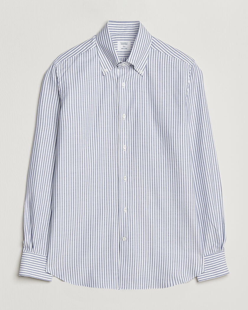 Mazzarelli Soft Oxford Button Down Shirt Blue Stripe – Blau