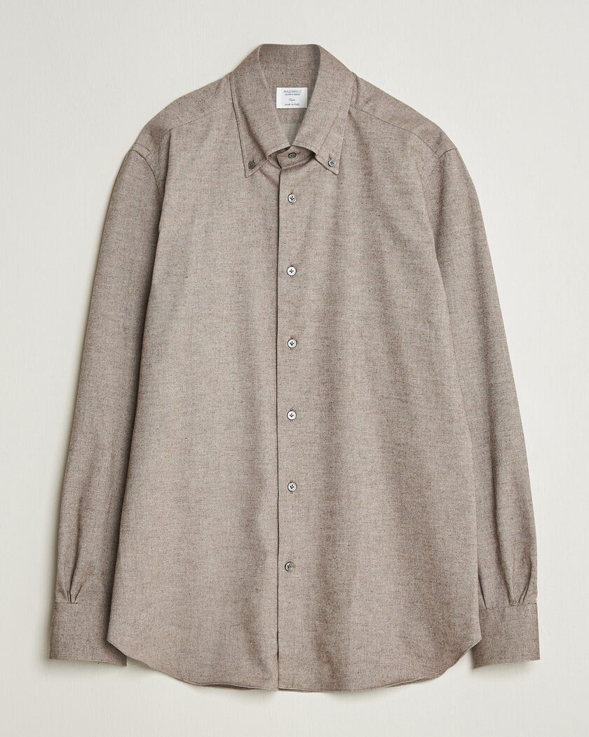 Mazzarelli Soft Flannel Button Down Shirt Taupe – Braun