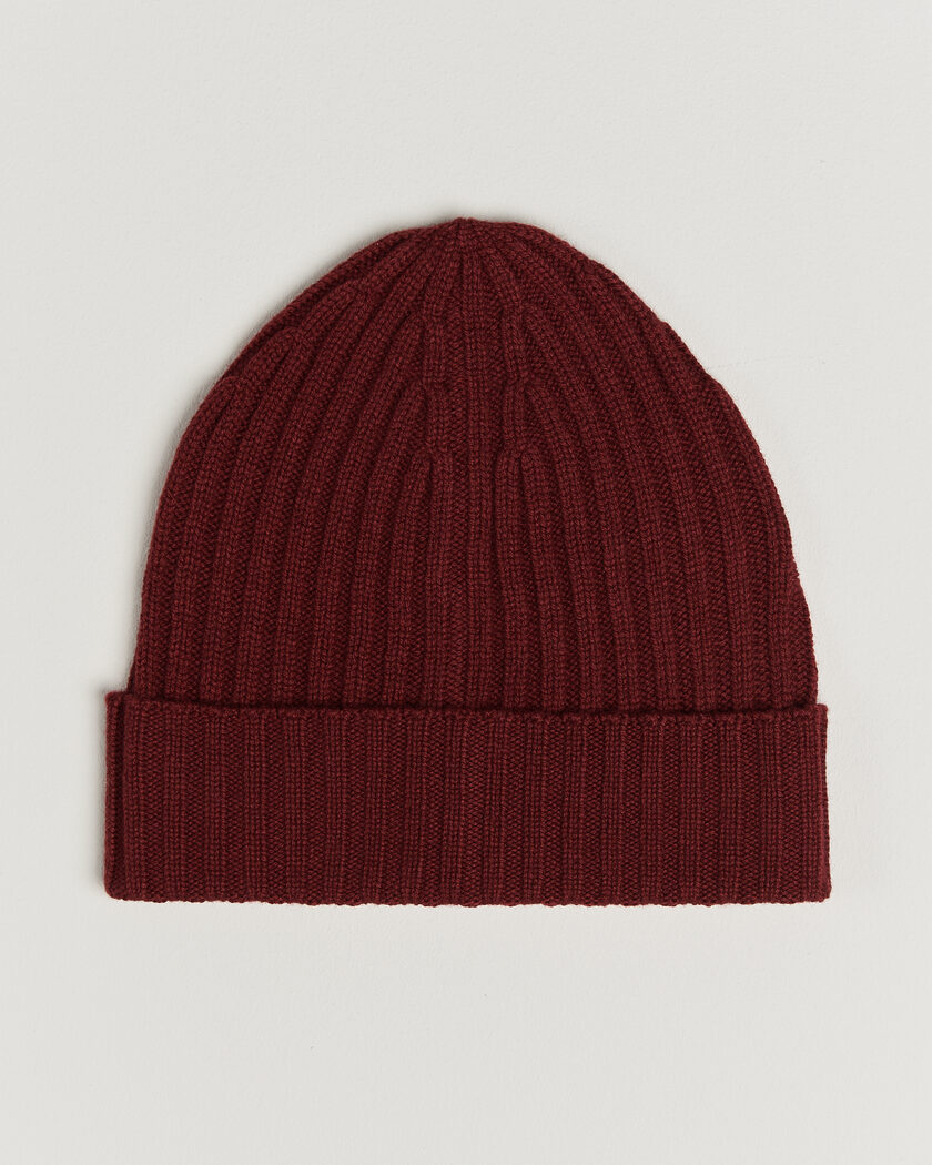 Piacenza Cashmere Ribbed Cashmere Beanie Burgundy – Rot