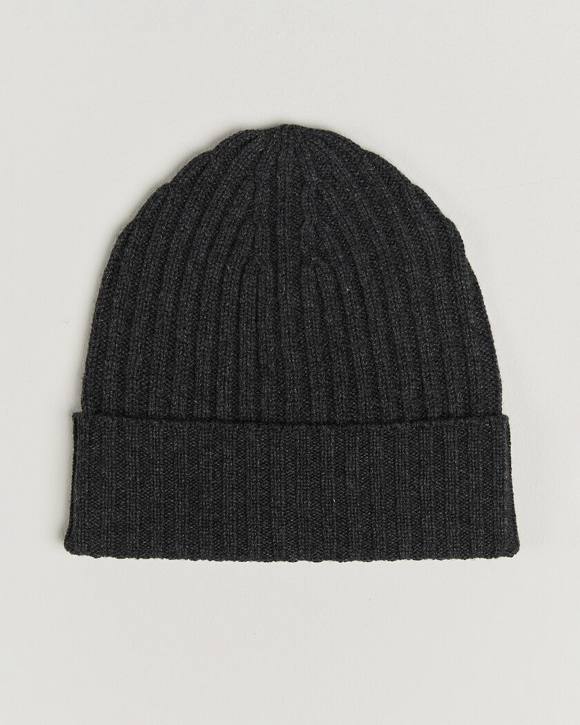 Piacenza Cashmere Ribbed Cashmere Beanie Charcoal – Grau