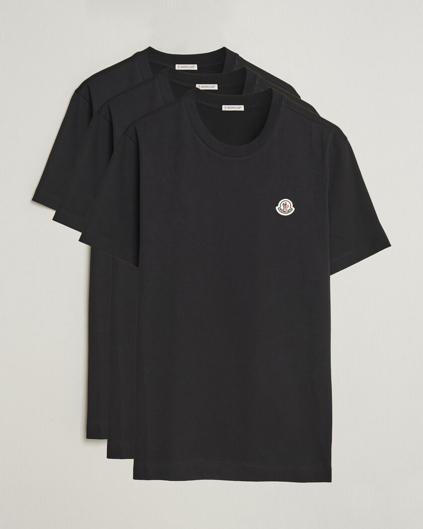 Moncler 3-Pack Logo T-Shirts Black – Schwarz