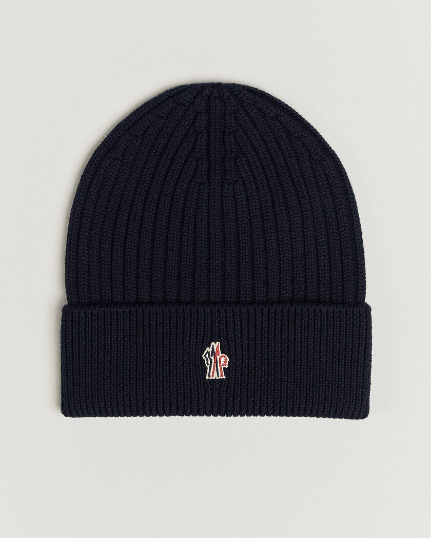 Moncler Grenoble Rib Wool Beanie Navy – Blau