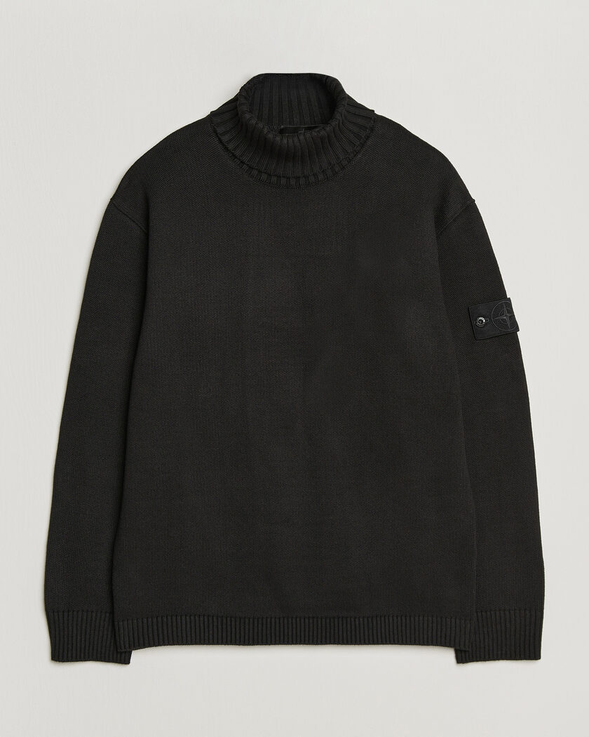Stone Island Ghost Plush Stitch Winter Cotton Rollneck Black – Schwarz